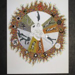 Philosophy 17 x 14 Gouache, Technical Pens, Silver Ink, Gold Leaf, and Luminescent Paint on Bristol Board